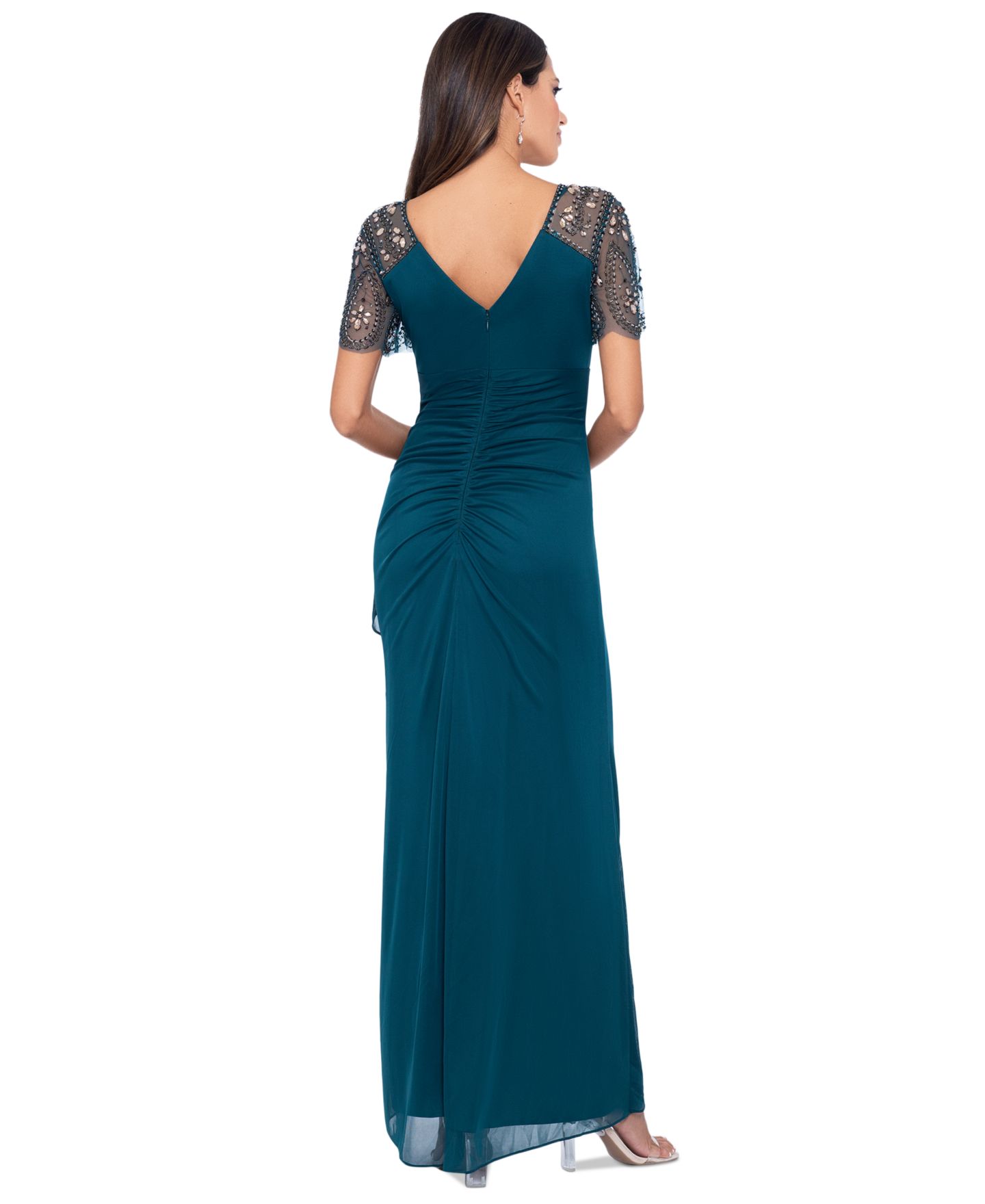 Женские платья XSCAPE Petite Embellished Chiffon Gown, цвет: Изумрудный — фото 3