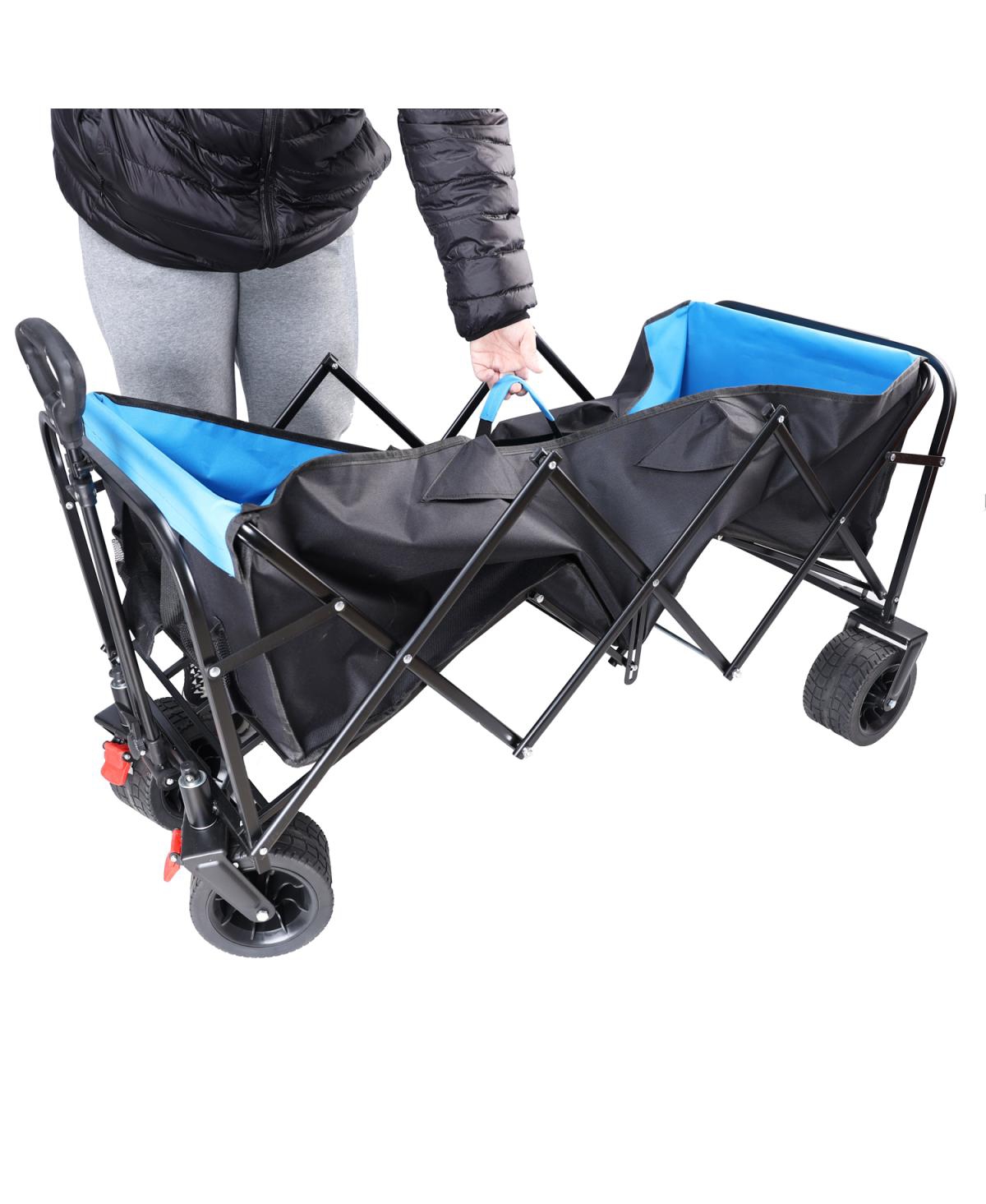 Streamdale Furniture Folding Cart Wagon for Garden, Shopping, Beach -+ Blue - Black