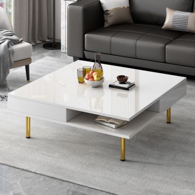 Exquisite 2-tier coffee table with gold legs