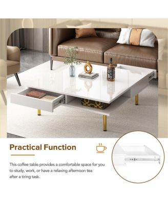 Exquisite 2-tier coffee table with gold legs