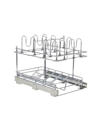 Glidez Multipurpose Chrome-Plated Steel Pull-Out/Slide-Out Basket Storage Organizer for Pots and Lids 2-Tier Dual-Slide Design