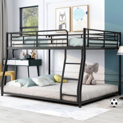 Metal Floor Bunk Bed, Full XL Over Queen