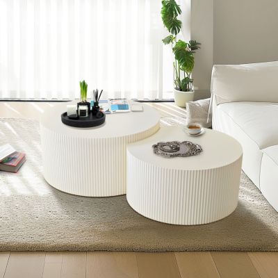 Streamdale Vertical Stripe Nesting Coffee Table Set (2 pcs)