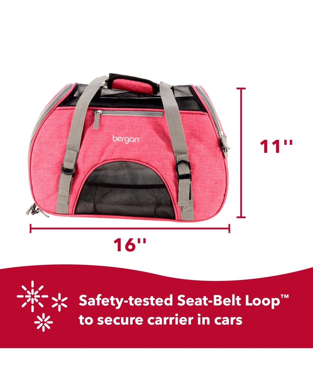 Coastal Pet Bergan - Comfort Carrier for Cat, Dog and Other Pets - Heather Berry (16 Inches)
