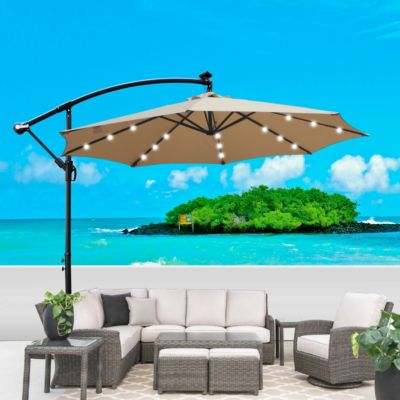 10FT Solar-Powered LED Outdoor Patio Umbrella - Waterproof & Lighted