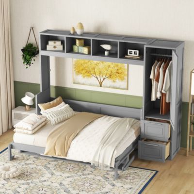 Queen Size Murphy Bed with Closet and Drawers