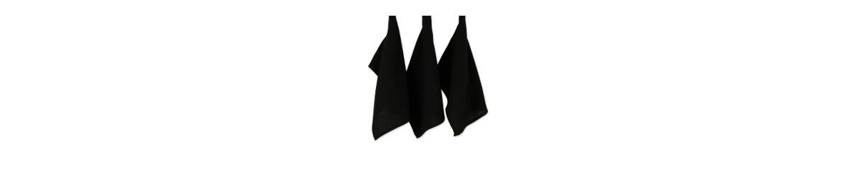Cotton Kitchen Collection Dishtowel Set, 18x26", Black, 6 Piece - Black