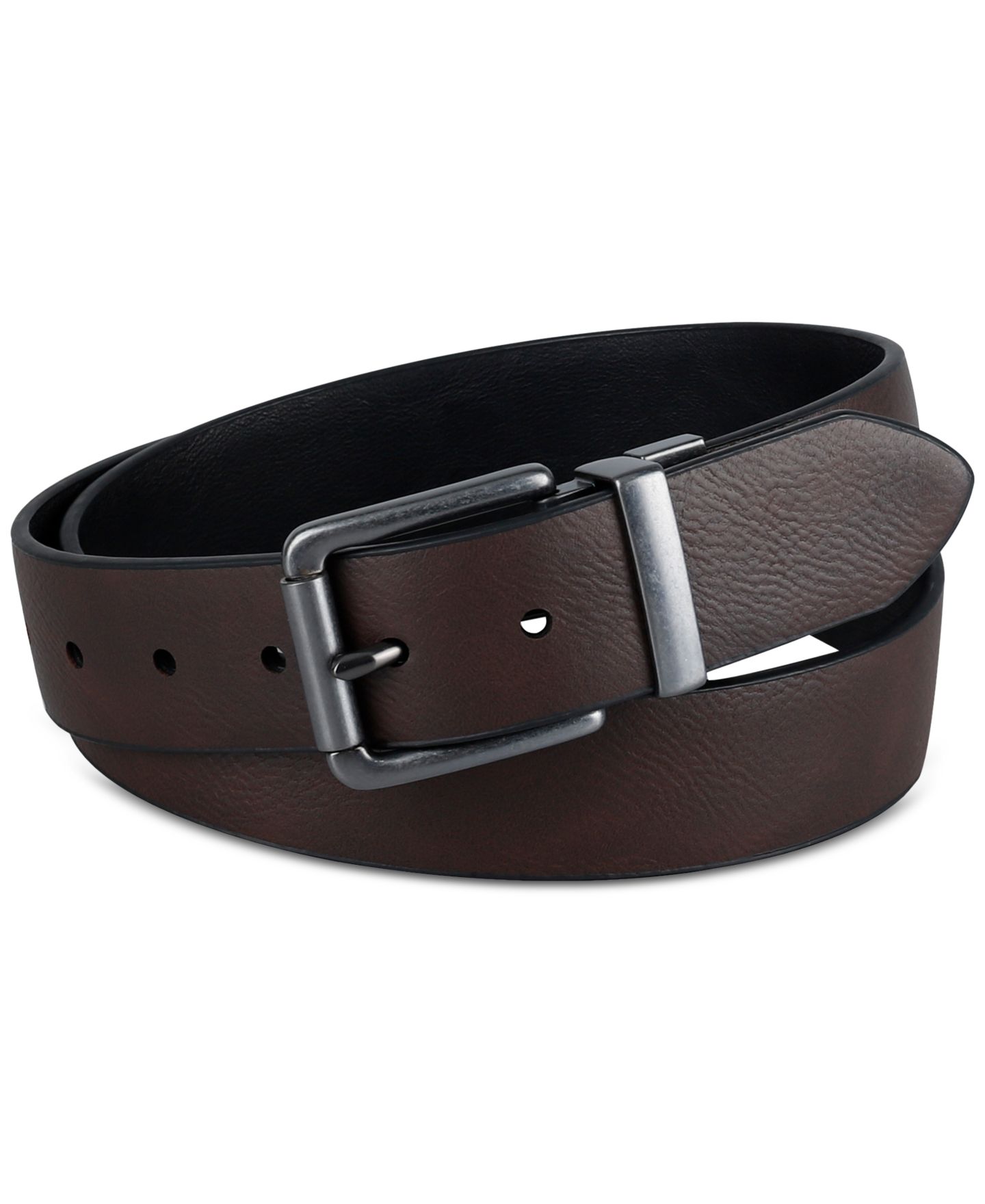 Мужской ремень Levi's Logo Buckle Stretch Reversible Leather Belt, цвет: Чёрный / Коричневый — фото 4