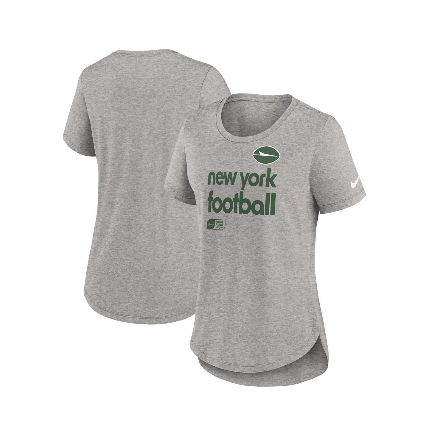 Женская футболка Nike Heather Charcoal New York Jets Fashion Tri-Blend — фото 1