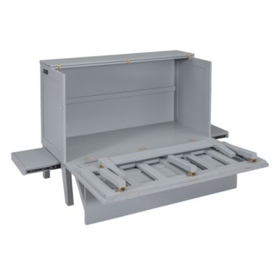  Gray Murphy Bed with USB Port and Shelves