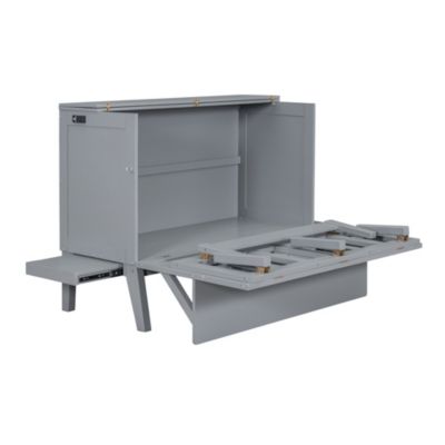  Gray Murphy Bed with USB Port and Shelves