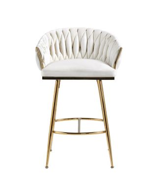 Velvet Counter Stools with Wave Back & Golden Base