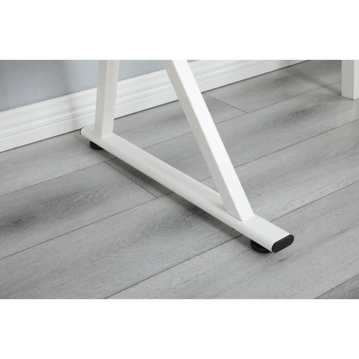 Simplie Fun White Adjustable Tempered Glass Drafting Printing Table With Chair