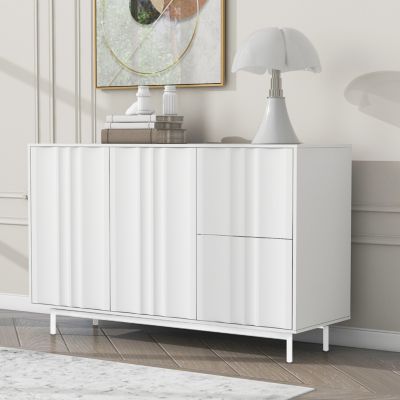 Wave Pattern Storage Cabinet, 2 Doors, 2 Drawers