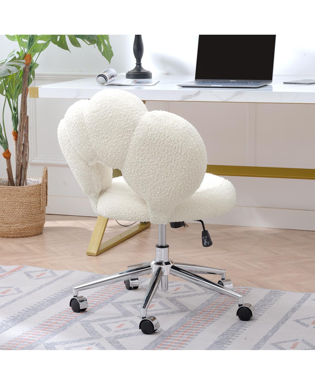 360 Swivel Height Adjustable, Swivel Chair, Teddy Fabric, Home Office Chair