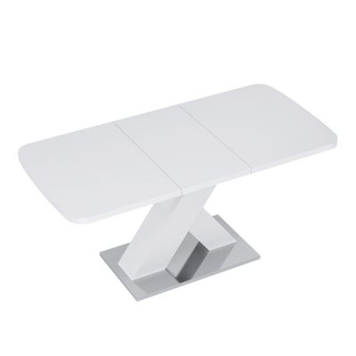 Modern White Square Dining Table with X-Base