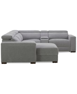 Nevio 5-Pc. Fabric Power Headrest Sectional and Chaise with 2 Power Motion Chairs