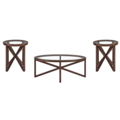 Modern Tempered Glass Coffee Table with Wood Base