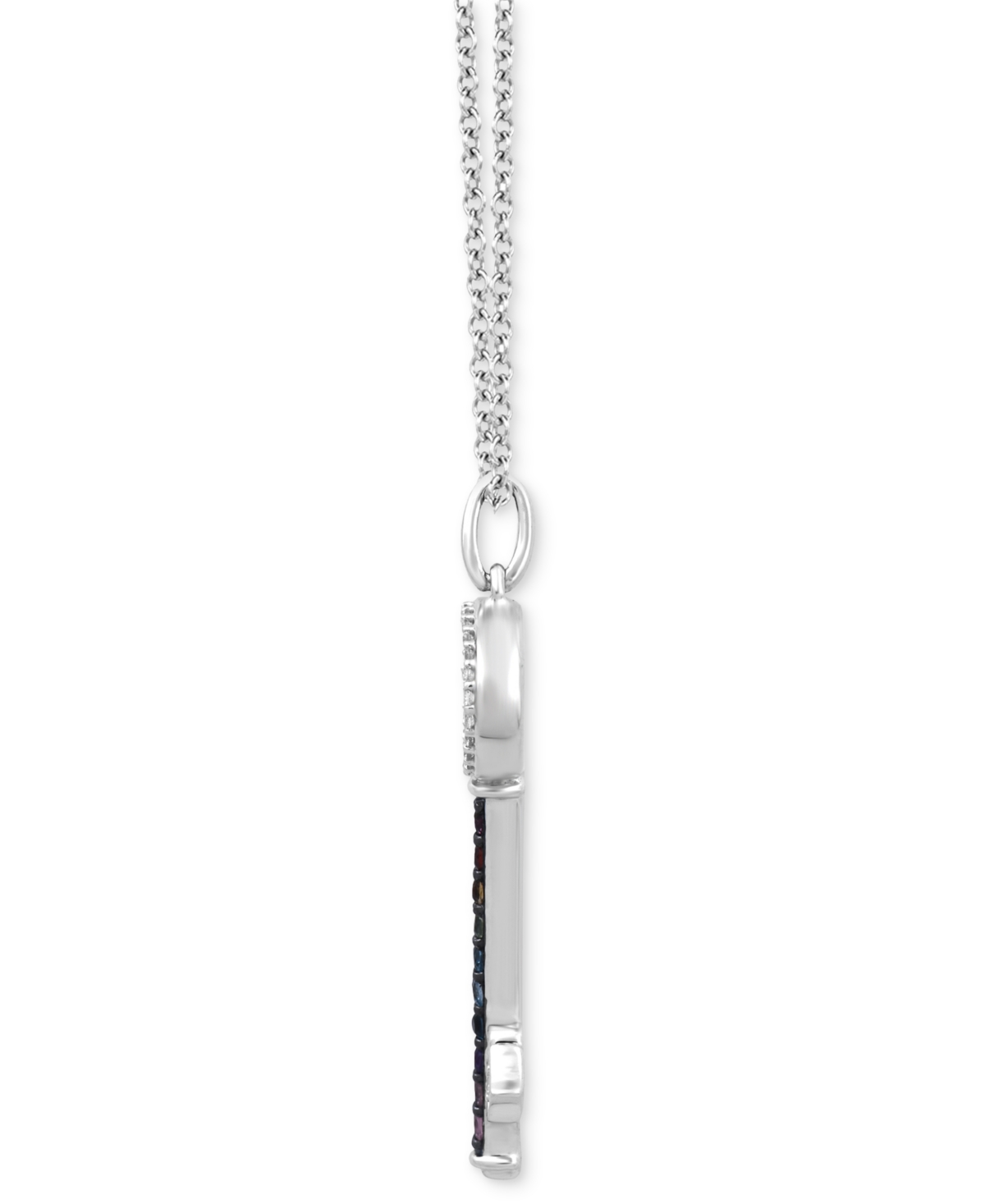 Multi-Gemstone (1/6 ct. t.w.) & Diamond (1/10 ct. t.w.) Princess-Inspired Key Pendant Necklace  16