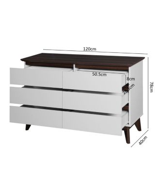 White 6-Drawer Double Dresser 47.2" W X 15.74" D X 30.7"H