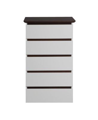 Streamdale 5 Drawer Tall White Dresser - Mid Century Modern Style