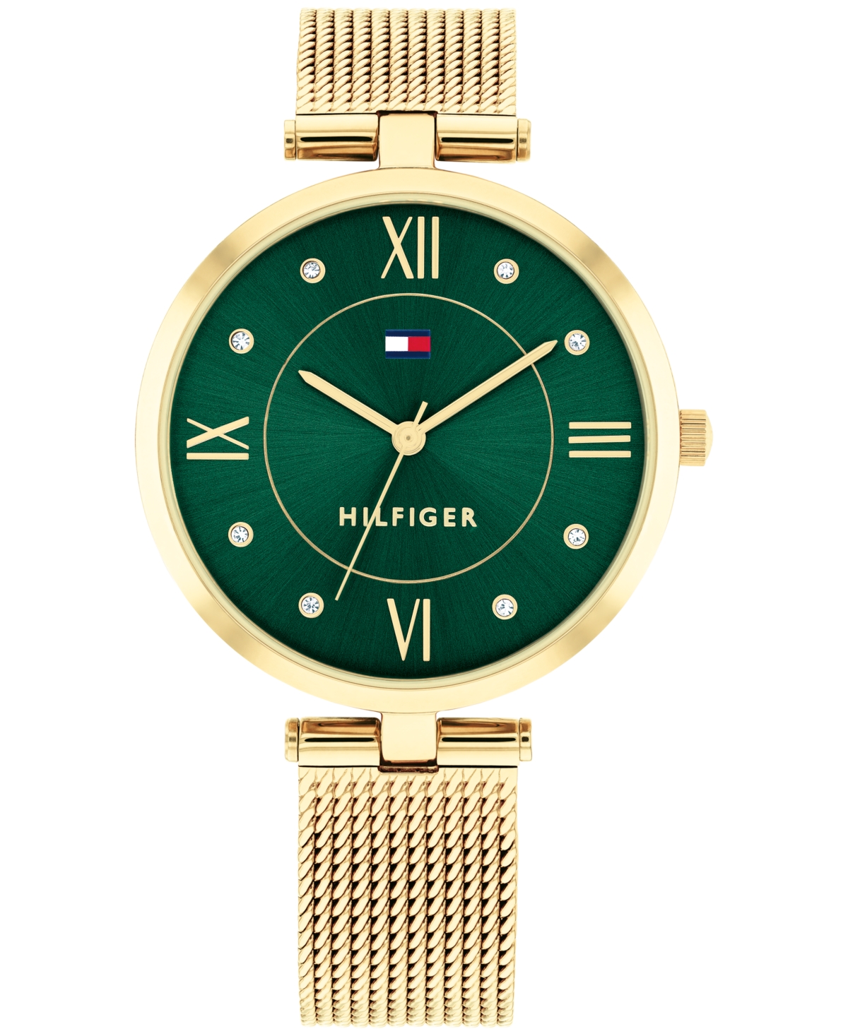 Women's Quartz Gold-Tone Stainless Steel Mesh Watch 34mm - Green