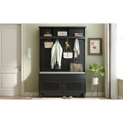 5-In-1 Entryway Bench with Coat Rack and Storage