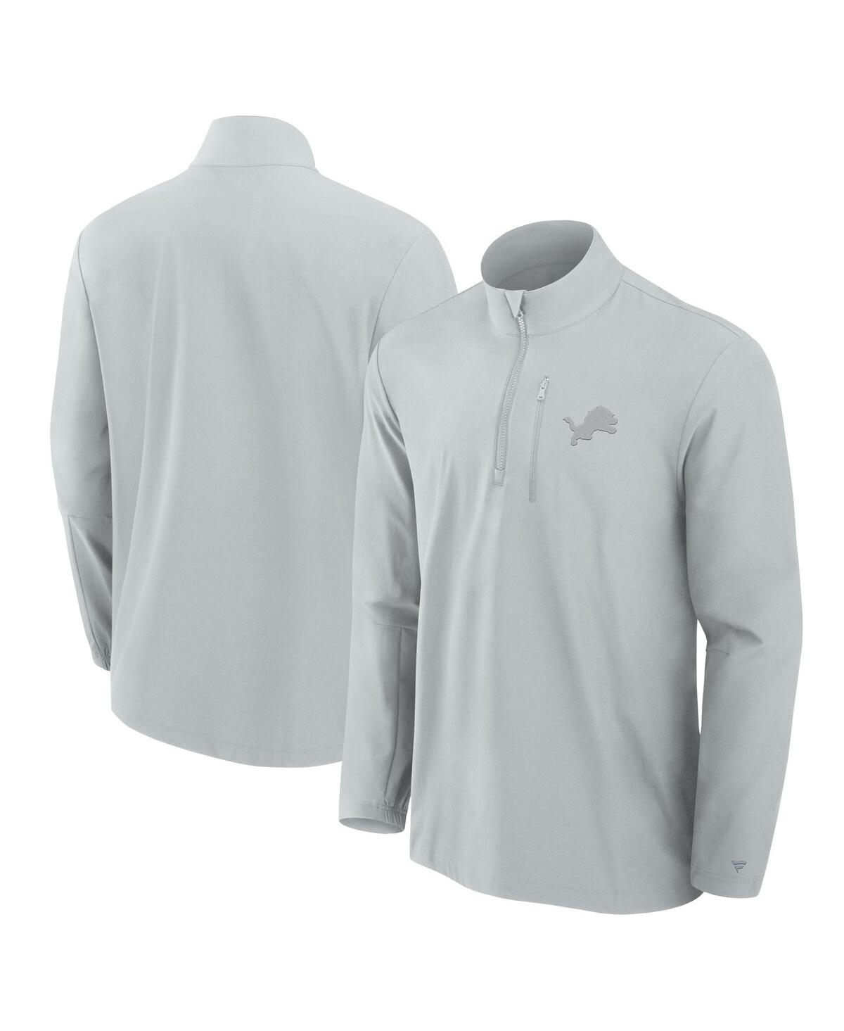 Fanatics Signature Men's Gray Detroit Lions Front Office Woven Quarter-zip Jacket