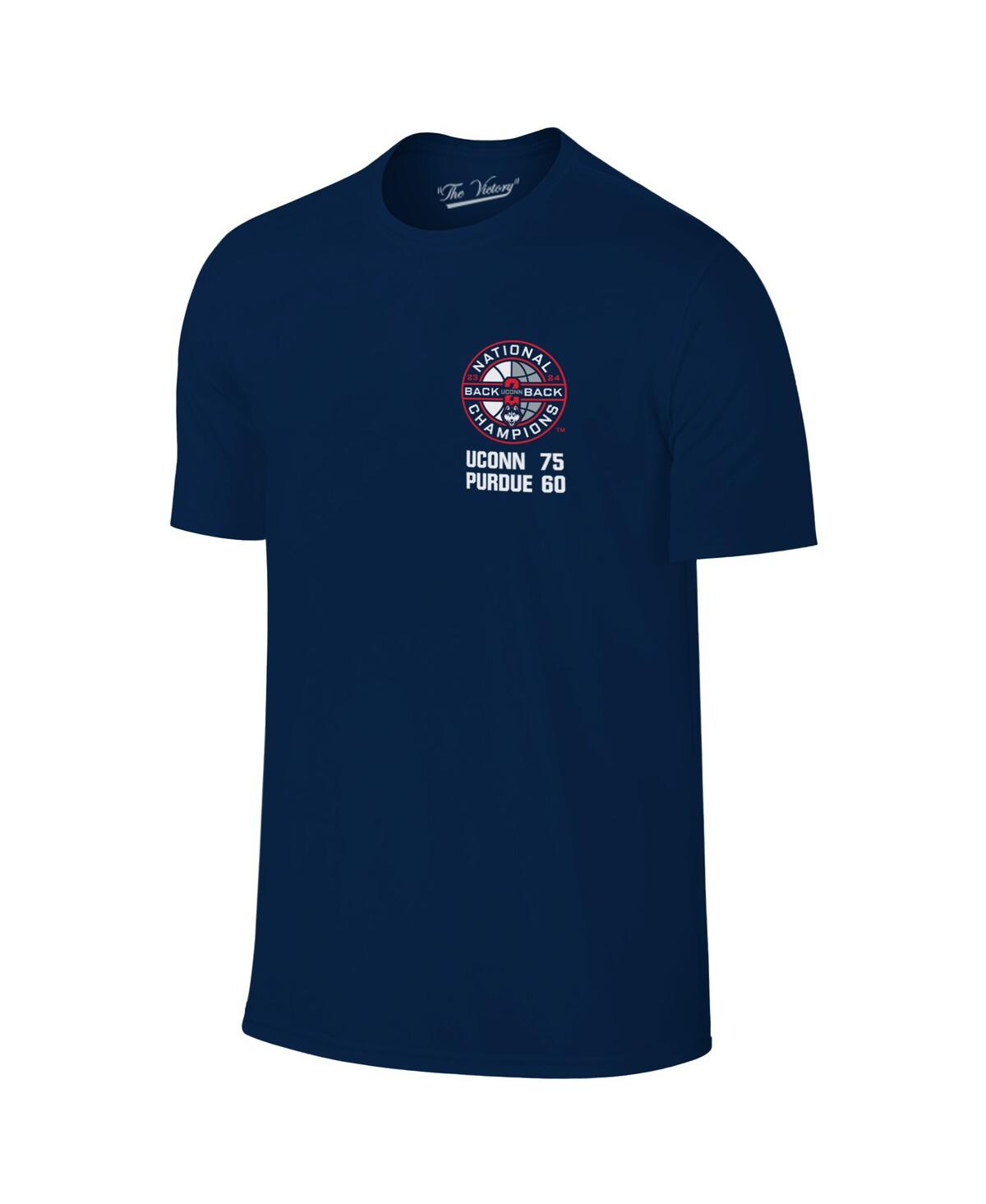 Original Retro Brand Men'sUConn Huskies Back-To-Back Ncaa Men's Basketball National Champions T-Shirt - Navy