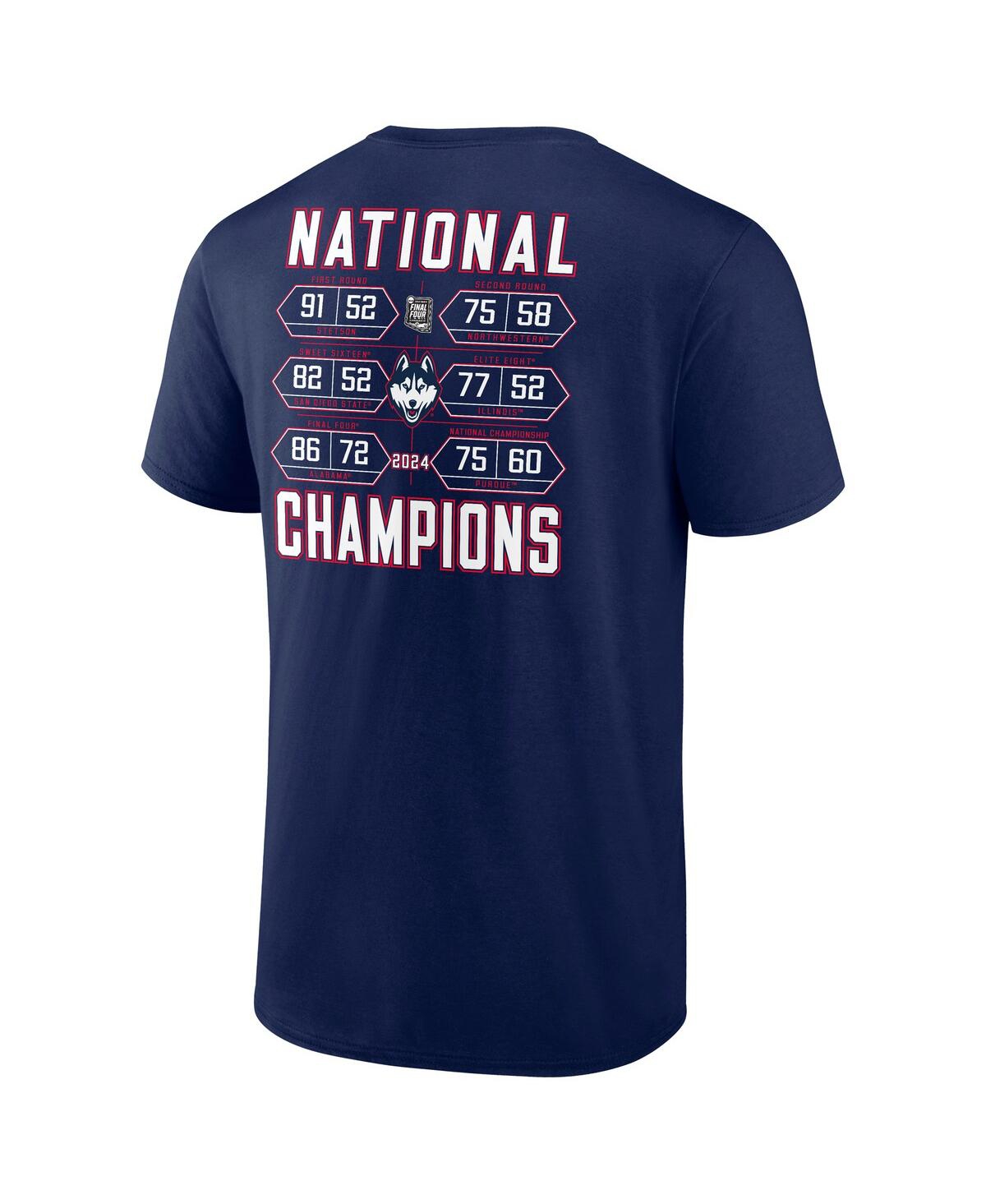 Fanatics Men'sUConn Huskies 2024 Ncaa Men's Basketball National Champions Schedule T-Shirt - Navy