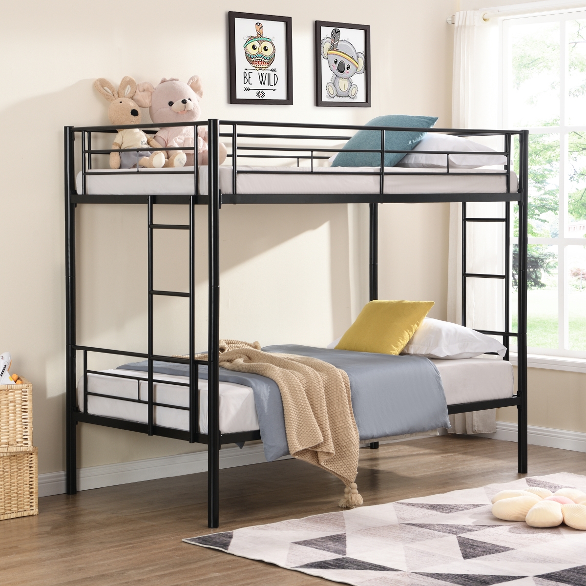 Simplie Fun Metal Bunk Bed Black