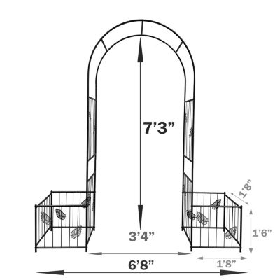 Streamdale Outdoor Black Metal Garden Arbor Archway