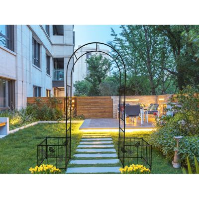 Streamdale Outdoor Black Metal Garden Arbor Archway