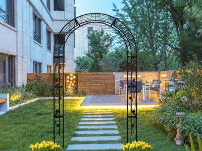Outdoor Black Metal Garden Arbor Archway