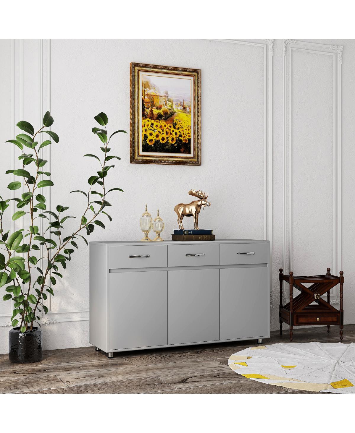 Streamdale Furniture Three Doors Side Table-Grey