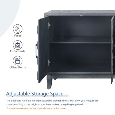 Streamdale Vintage Style Buffet Cabinet with 4 Doors, Taupe Grey