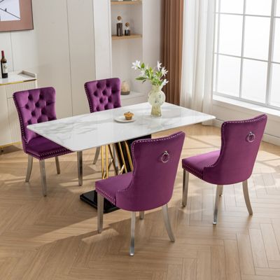 Streamdale Nikki Collection 2-Piece Purple Velvet Dining Chairs
