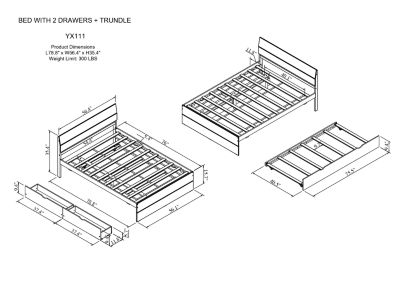 Streamdale Modern Full Bed with Trundle & 2 Drawers