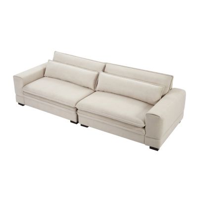 Modern Beige Upholstered Sofa for Multiple Spaces