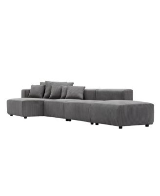  4-Piece Gray Corduroy Sectional Sofa Set