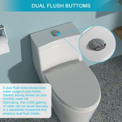 Ceramic One Piece Toilet, Dual Flush With Soft Closing Seat 0000