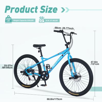 Streamdale Freestyle Kids Bike, 26in, Double Disc Brakes