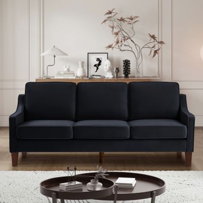 Modern Velvet 3-Seat Sofa with Removable Cushions