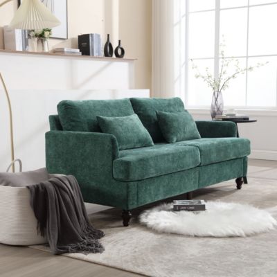 Modern Chenille Fabric Loveseat, 2-Seat Upholstered Loveseat Sofa Modern Couch