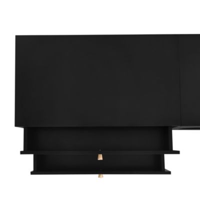 Streamdale Elegant TV Stand for 90" TVs, Glass Doors