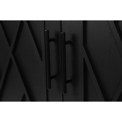 Streamdale Vintage Black Wooden Sideboard - American Country Style