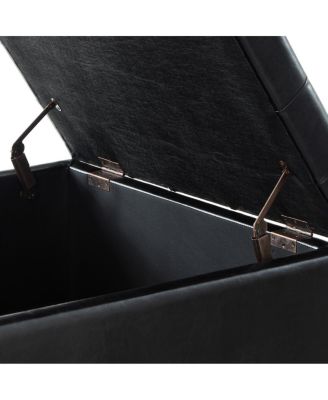 Black Upholstered Ottoman with Wooden Legs