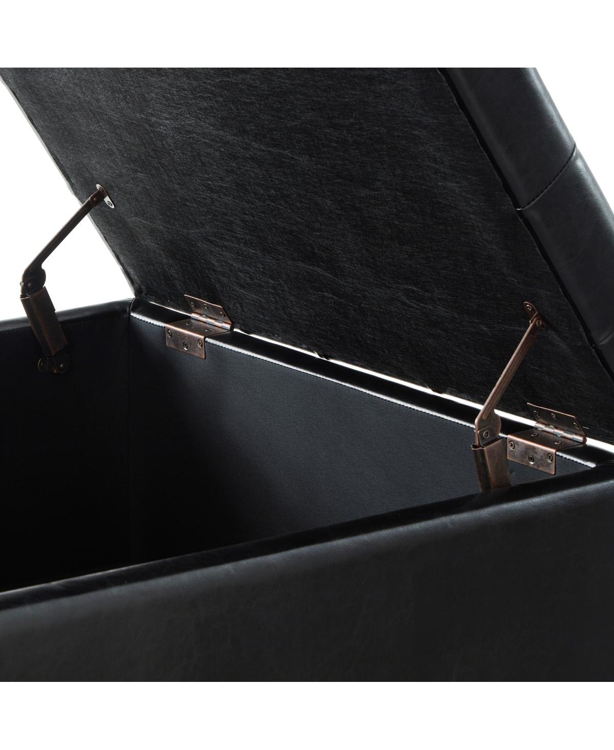 Streamdale Furniture Black Upholstered Ottoman with Wooden Legs