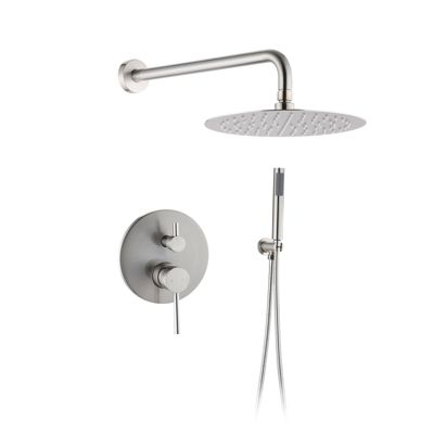 Round Wall Mounted Shower Combo with Rain Head & Handheld