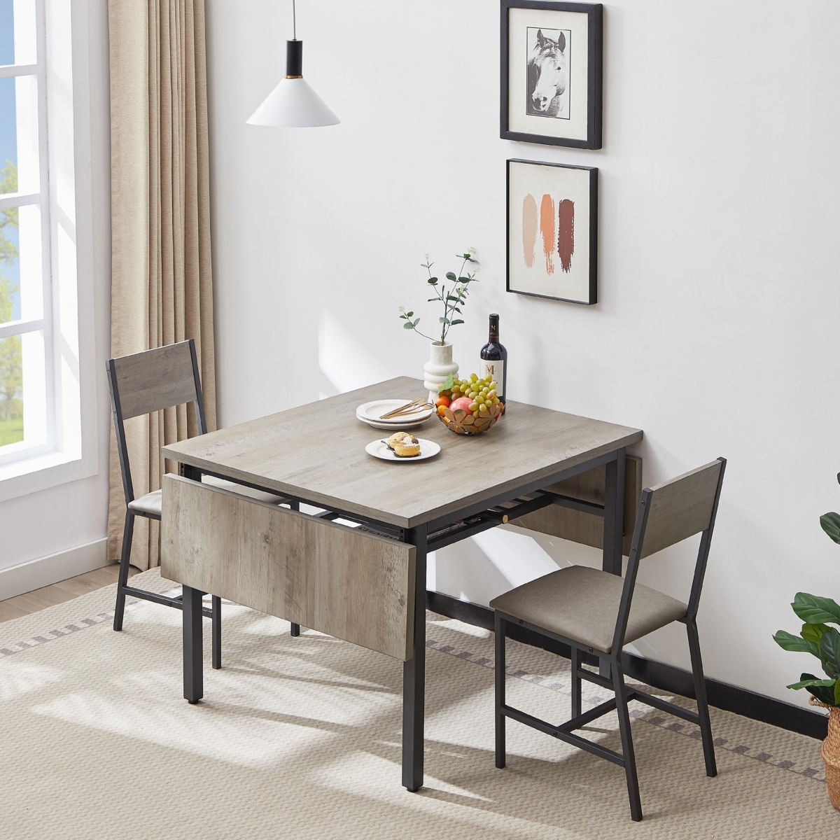 Streamdale Folding Dining Table, 1.2" Thick, Grey, 63.2" L X 35.5" W X 30.5" H